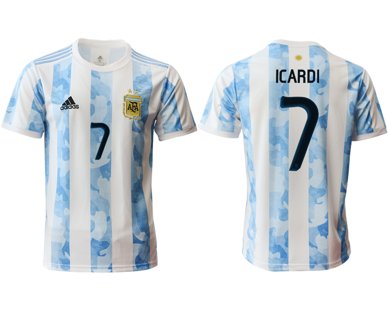 Men 2020-2021 Season National team Argentina home aaa version white #7 Soccer Jersey->customized soccer jersey->Custom Jersey